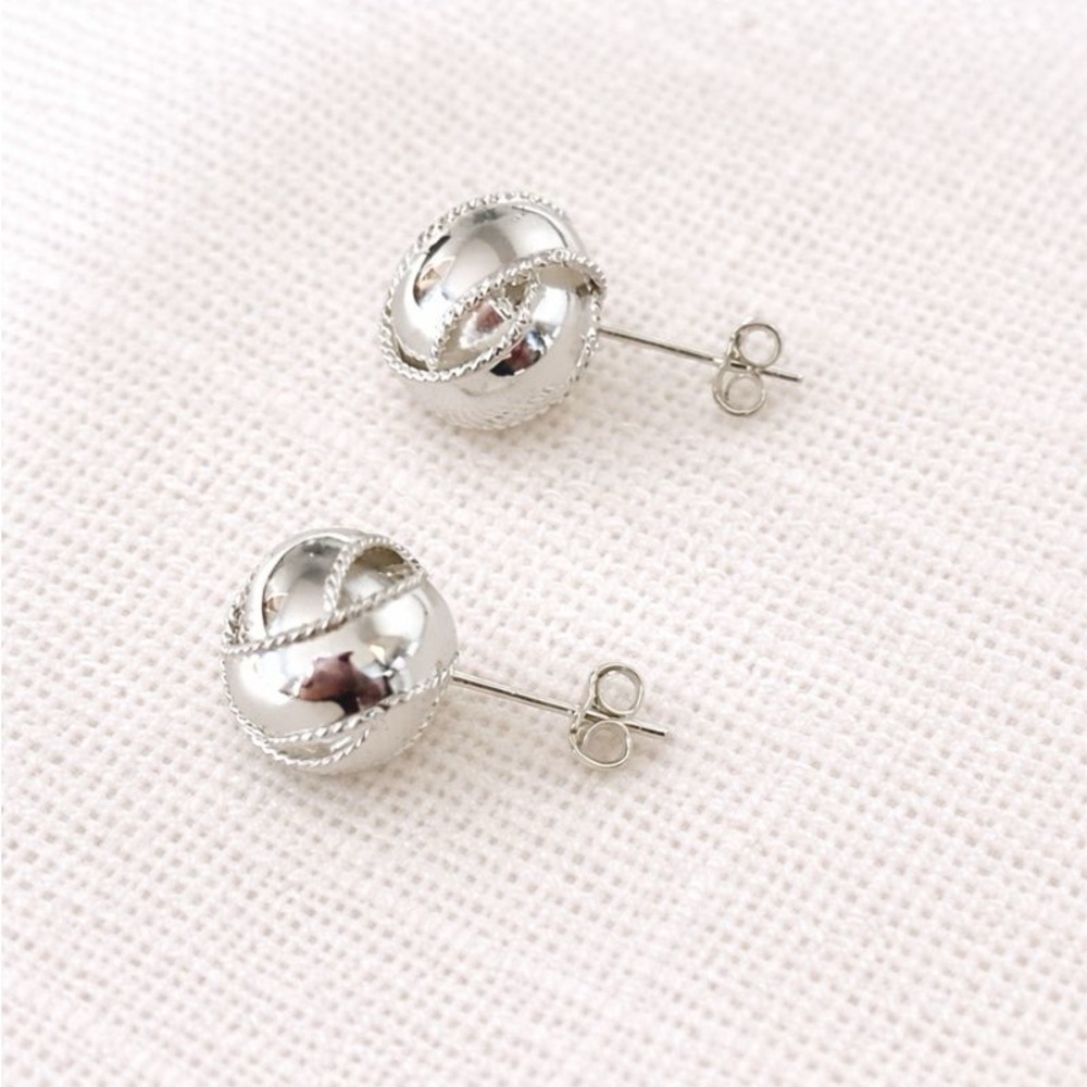 Savvy Cie Sterling Silver Love Knot Stud Earrings – Brand New